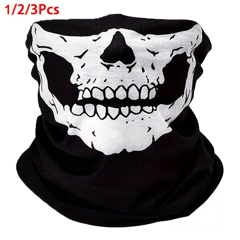 1 2 3pcs Skull Pattern Sun UV Protection Face Mask: Windproof Scarf, Breathable Bandana & Balaclava For Sport & Outdoor Halloween Fun