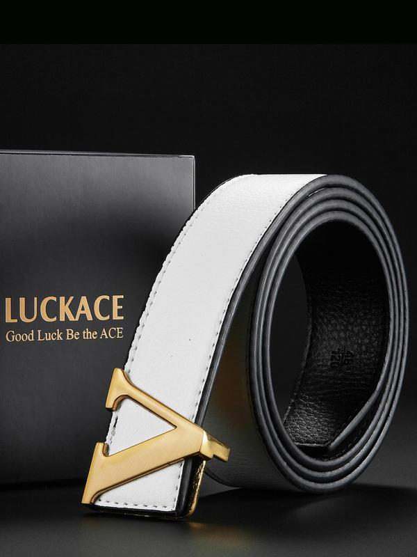 Business Letter V Design Belt for Men, Trendy Minimalist PU Buckle Belt, Chic Formal Clothes Accessories As Gift for Boyfriend