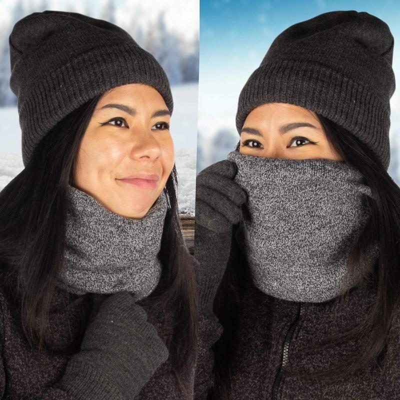 Winter Neck Warmers - 2 Pack Face Masks Cold Weather - Neck Scarves for Men and Women Thick Warm Fleece Lined Ski Outdoors, Warm and Comfortable