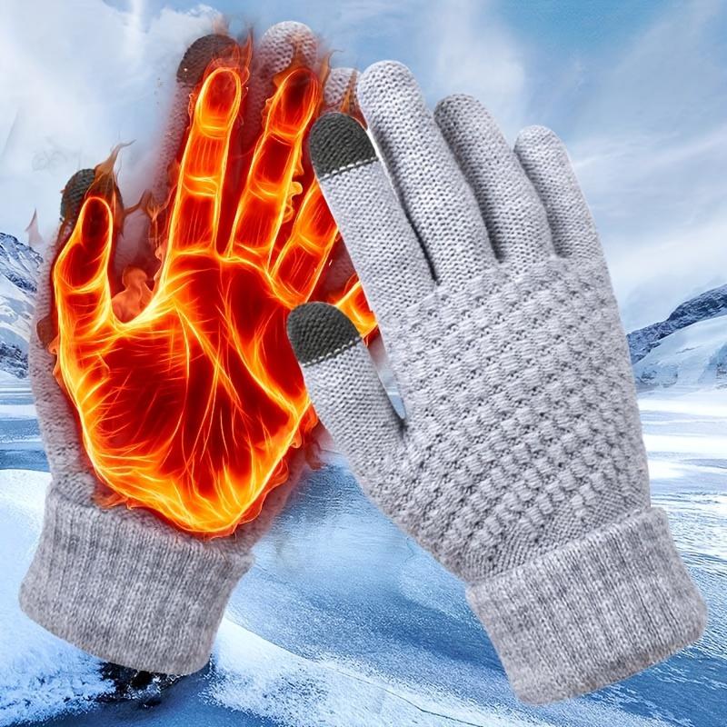 Warm Anti-Frost Gloves, Touch Screen Compatible with Thickened Thermal Knitting Gloves-Perfect for Cycling and Hiking