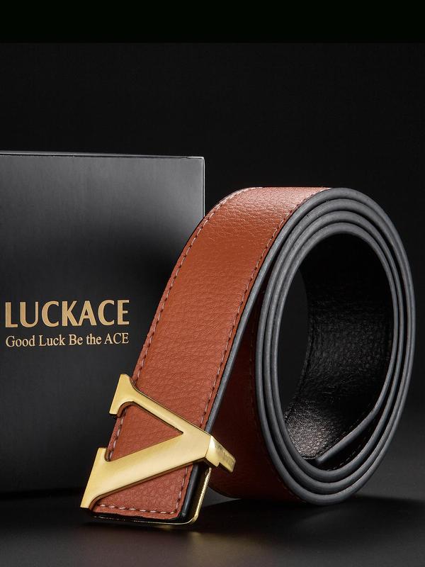 Business Letter V Design Belt for Men, Trendy Minimalist PU Buckle Belt, Chic Formal Clothes Accessories As Gift for Boyfriend