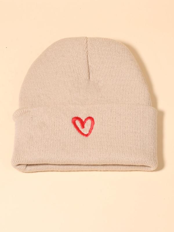 Fashion Heart Embroidered Beanie Hat As Gift, Casual Knit Hat for Fall & Winter, Fashion Accessories for Both Men & Women, Gifts for Girlfriends and Boyfriends