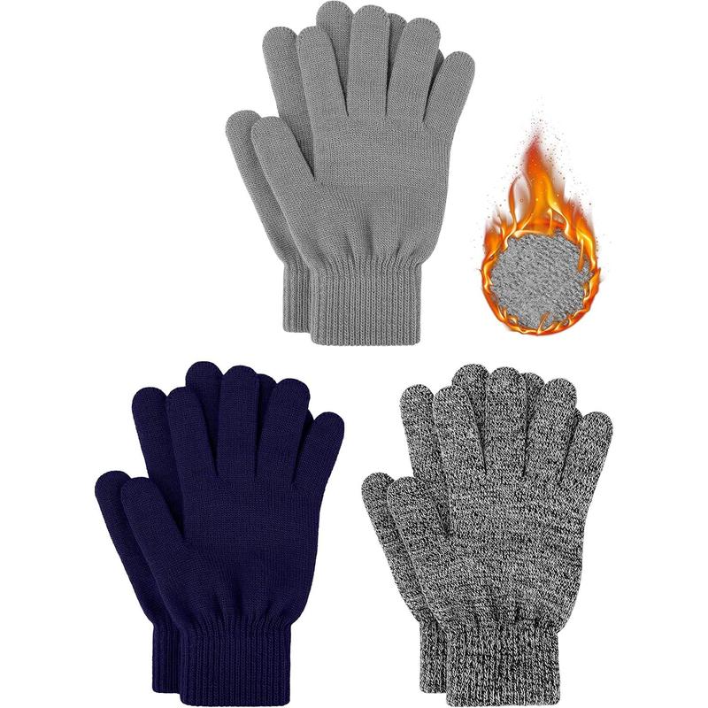 3 Pairs Winter Warm Magic Gloves Thicken Cashmere Knit Gloves Stretchy Unisex Full Fingers Gloves for Men Women