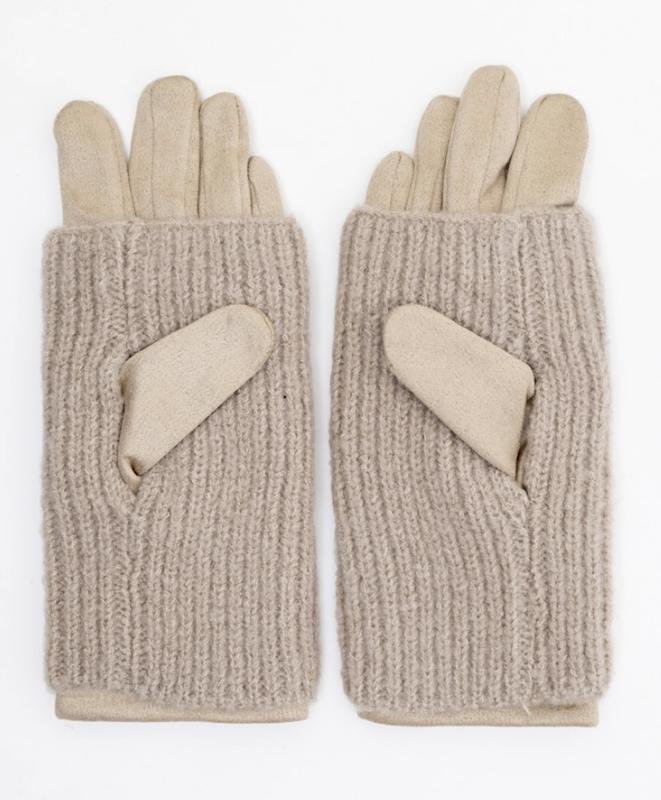 2 in 1 suede knitted Gloves