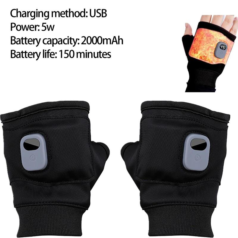 USB Rechargeable Heated Gloves, 1 Pair Windproof Heating Gloves for Christmas Gift, Adjustable 3 Level Riding Gloves, Outdoor Sports Gloves for Cold Weather