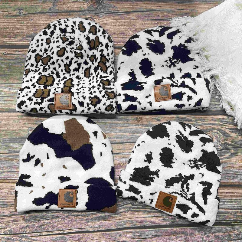 Cow Print Fall Winter Weather Unisex Beanie Hat