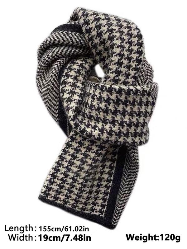 Houndstooth Pattern Scarf, Casual Soft Warm Thickened Shawl for Fall & Winter, Fashion Accessories for Women & Men