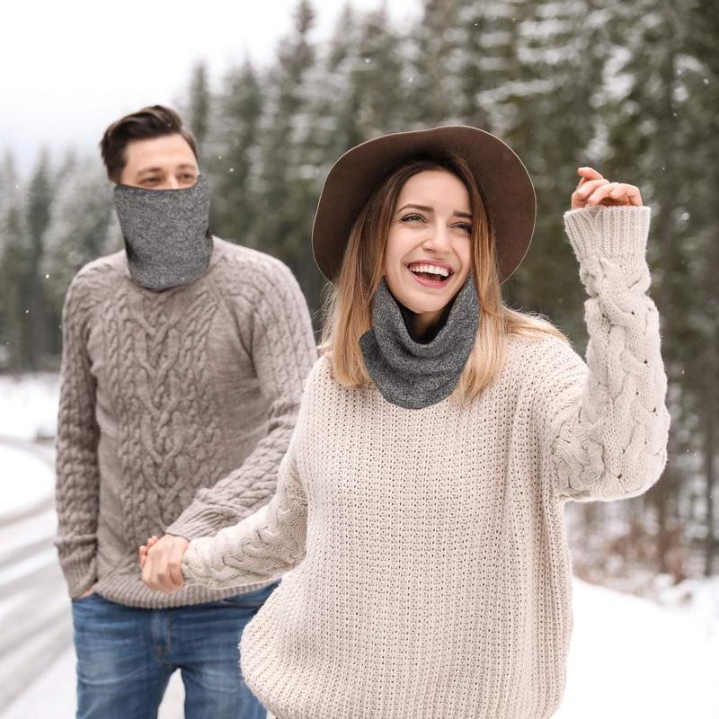 Winter Neck Warmers - 2 Pack Face Masks Cold Weather - Neck Scarves for Men and Women Thick Warm Fleece Lined Ski Outdoors, Warm and Comfortable