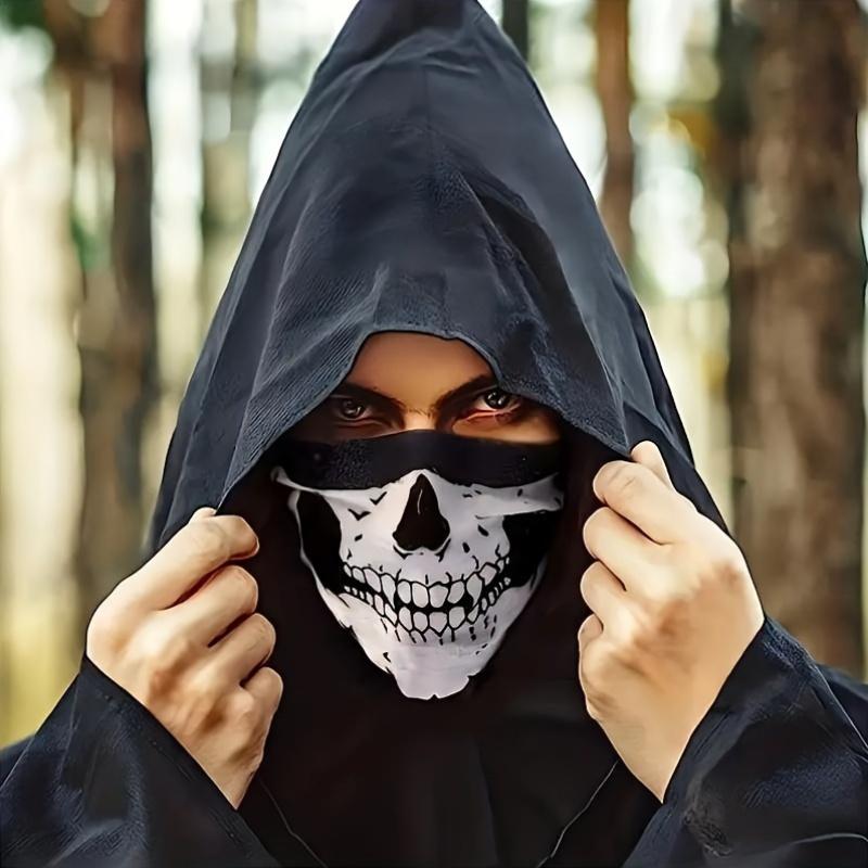 1 2 3pcs Skull Pattern Sun UV Protection Face Mask: Windproof Scarf, Breathable Bandana & Balaclava For Sport & Outdoor Halloween Fun