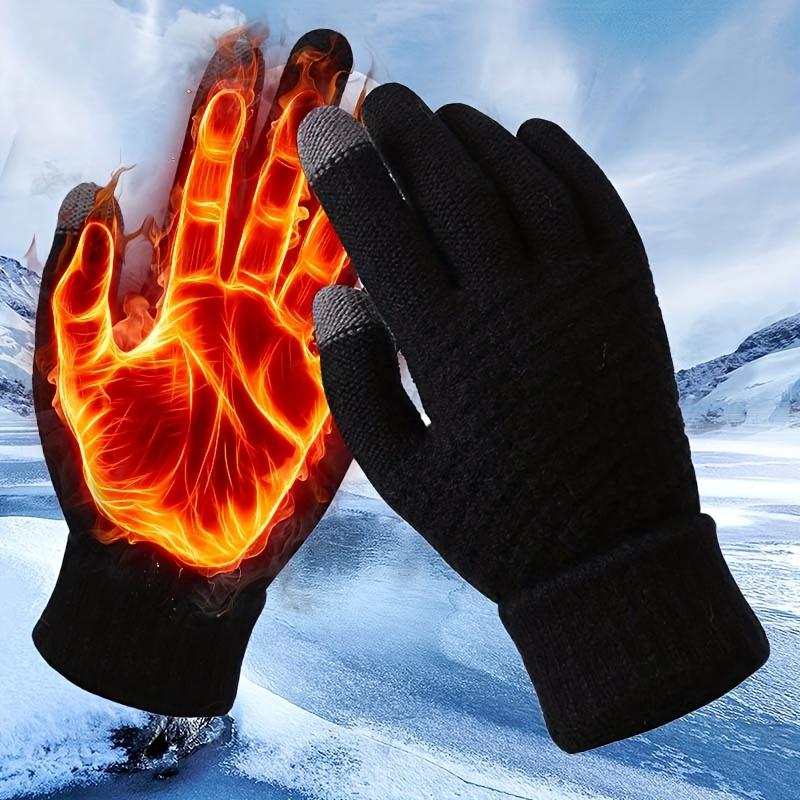 Warm Anti-Frost Gloves, Touch Screen Compatible with Thickened Thermal Knitting Gloves-Perfect for Cycling and Hiking