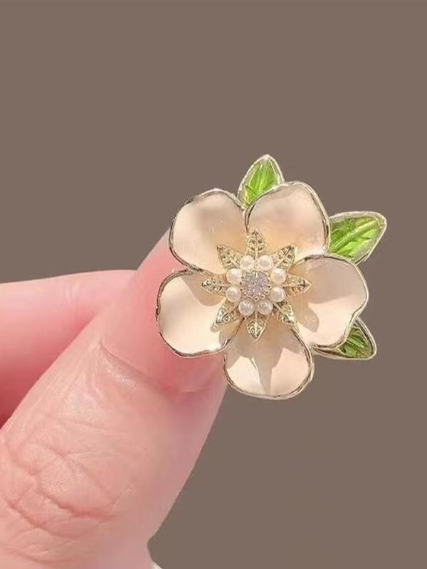 Elegant Dripping Oil Gardenia Design Brooch, Fashionable Jewelry for Women & Men for Party, Daily Clothing Decor, Trendy All-match & Exquisite Brooch for Birthday Gift