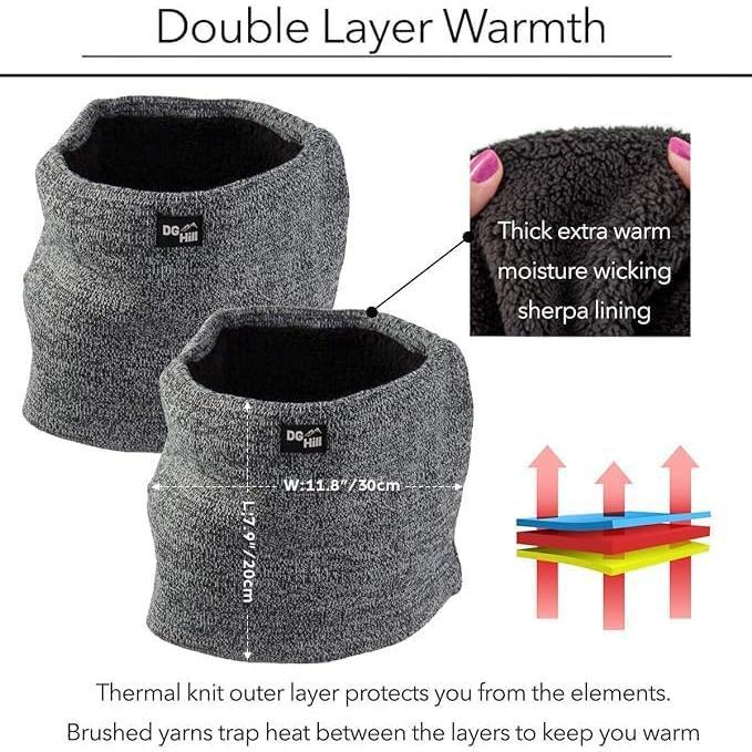 Winter Neck Warmers - 2 Pack Face Masks Cold Weather - Neck Scarves for Men and Women Thick Warm Fleece Lined Ski Outdoors, Warm and Comfortable