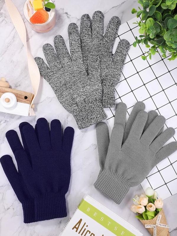 3 Pairs Winter Warm Magic Gloves Thicken Cashmere Knit Gloves Stretchy Unisex Full Fingers Gloves for Men Women