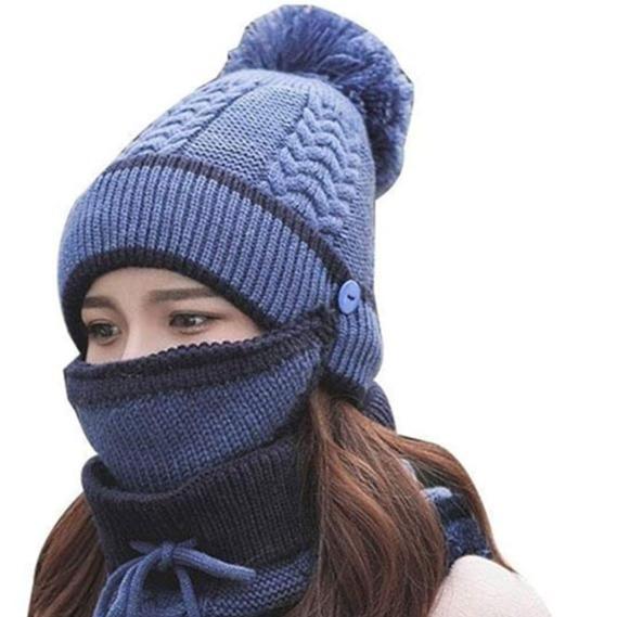 Women's Winter Hat Set with Warm Face Mask and Neck Scarf - Fashionable and Thickened