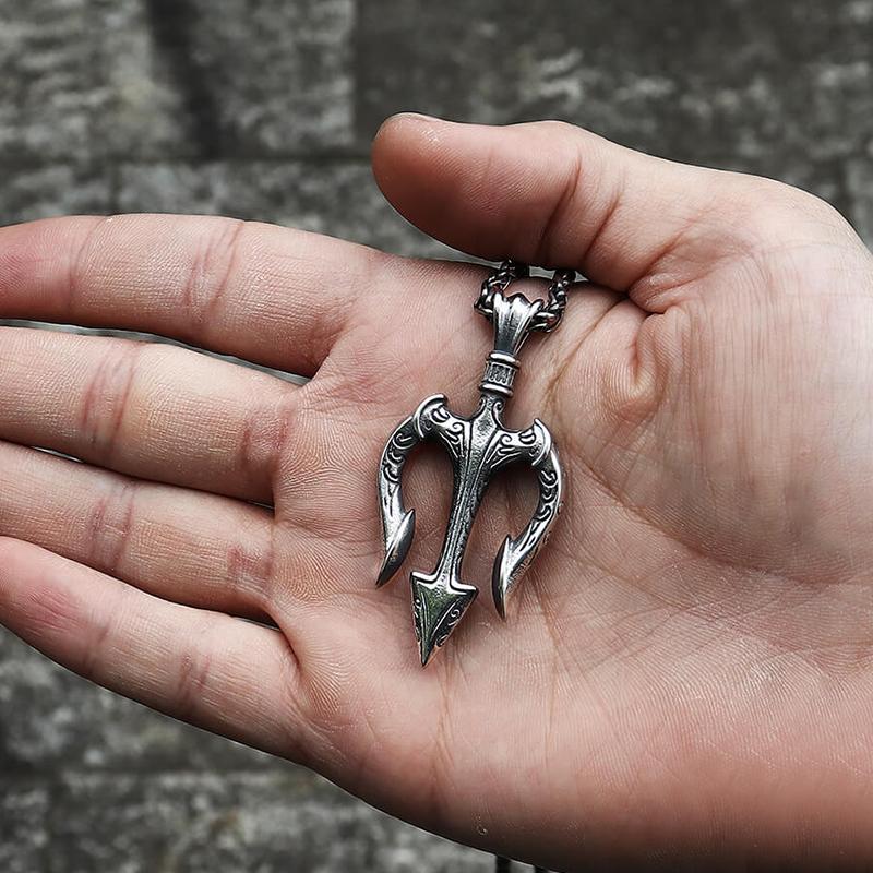 GTHIC Trident Stainless Steel Marine Pendant for Men Women Statement Jewelry Daily Wear