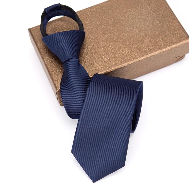 Men Necktie Zipper Lazy Tie Fashion Solid 6cm Ties Business for Man Gravatas Handkerchief Bowtie Mens Wedding Shirt Accessories