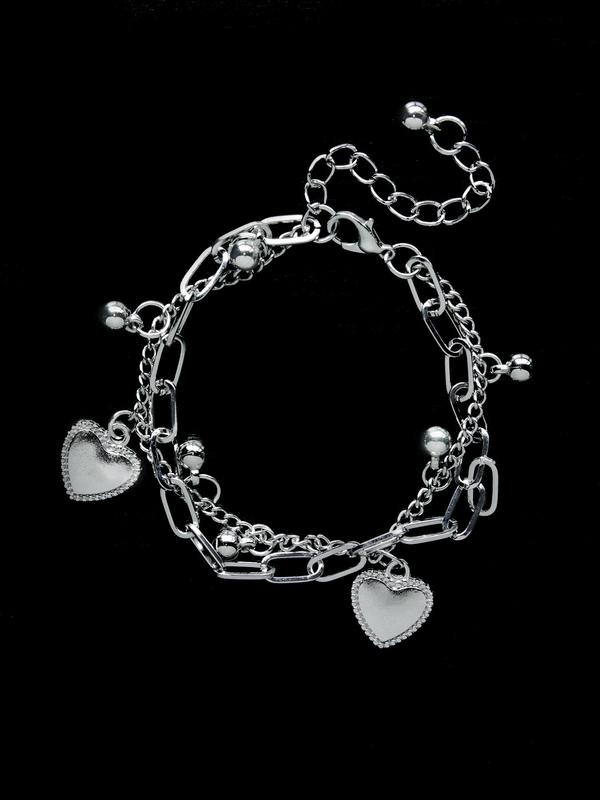 Fashion Heart Design Link Bracelet,  Fashion Jewelry for Party, Daily Clothing Decor, Trendy All-match & Exquisite Jewelry for Birthday Gift