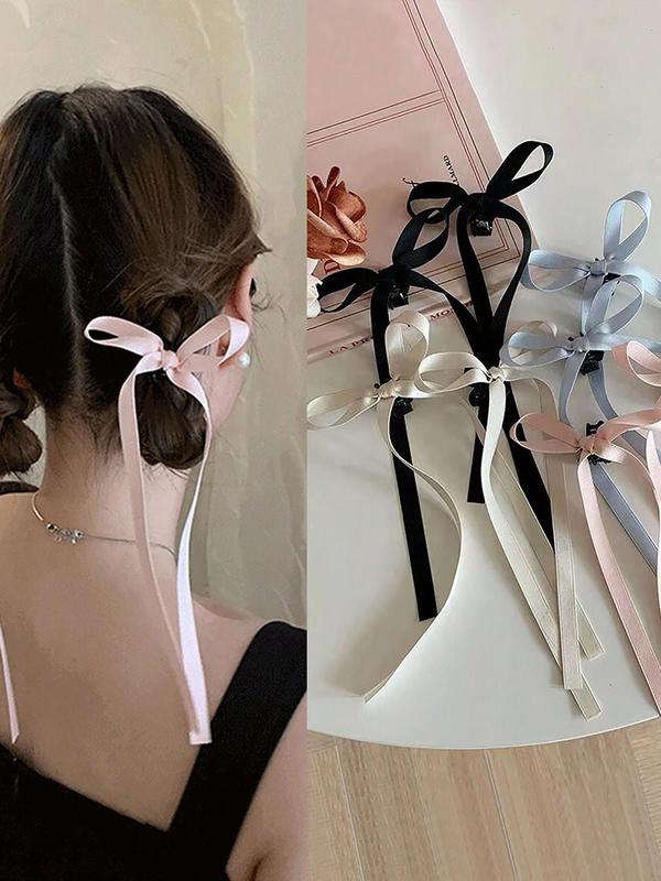 Ribbon Decor Hair Claws, Elegant Bowknot Hair Accessories for Women & Girls, Cute Lovely Hairwear for Daily Used