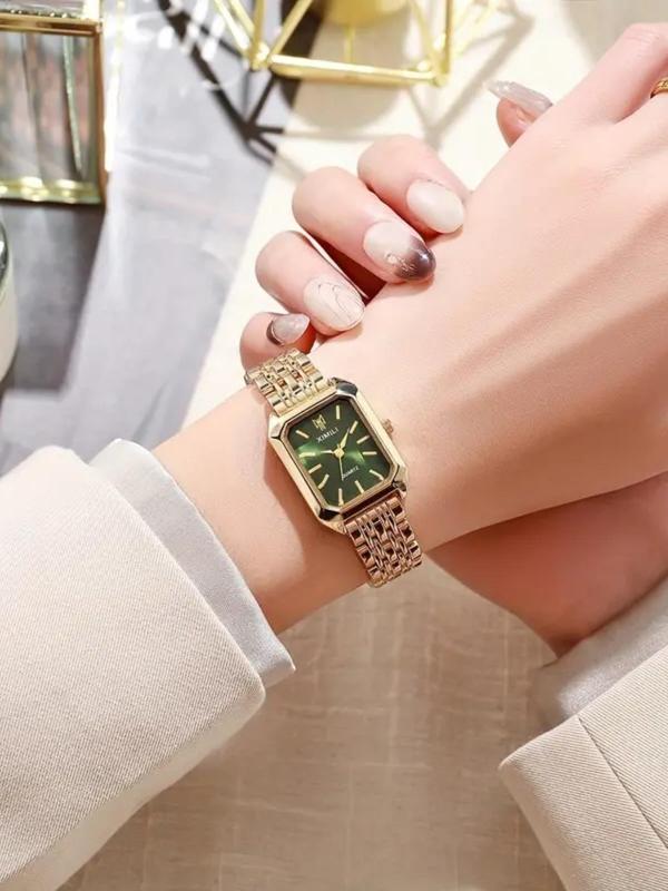 Women's Elegant Rectangle Dial Quartz Watch, Fashionable Wristwatch for Women & Girls, Trendy All-match & Exquisite Watch for Birthday Gift without Box Fall Outfits Fall Freshness