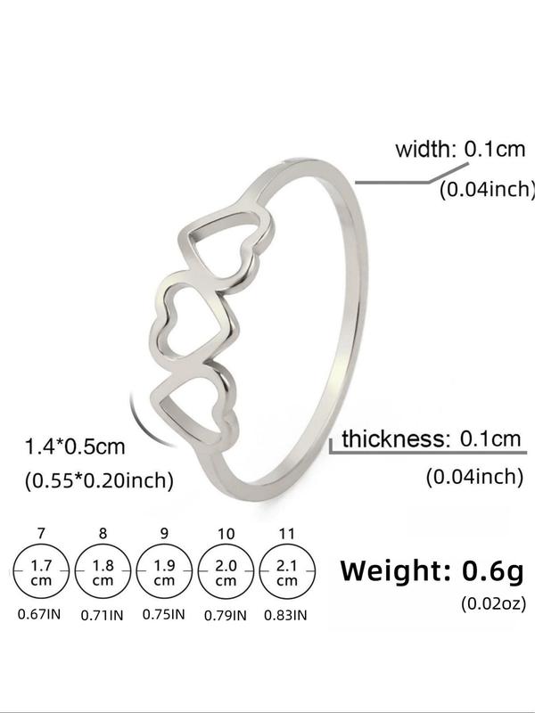 Fashion All-match Hollow out Heart Design Ring, Minimalist Elegant Stainless Steel Jewelry for Women, Ideal Holiday Gift for Women and Girls