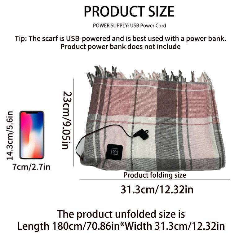 Electric Heated Scarf, Rechargeable Neck Heating Pad with 3-Temperature, Winter Warmth Gift Thanksgiving Gift for Family & Friends (No Power Bank Included)