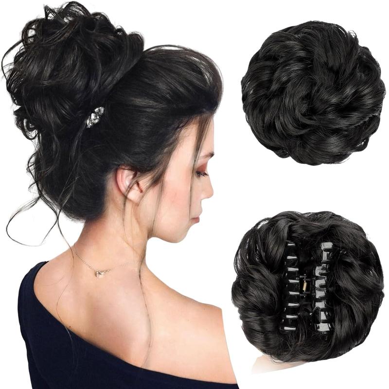 Heat Resistant Women's Hair Bun, 1 Count Natural Fluffy Hair Bun with Hair Clips, Synthetic Hair Extensions, Fashion Curly Water Wave Extension Hair, Christmas Gift