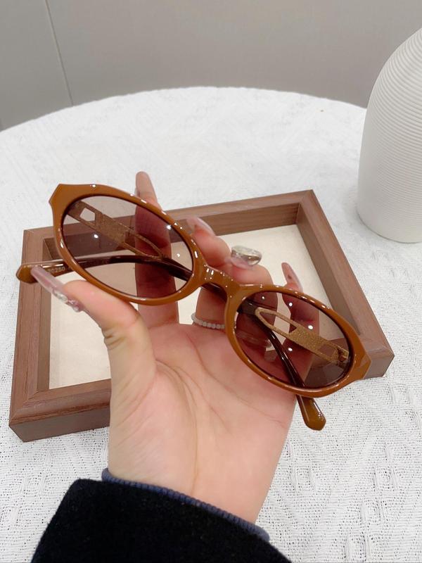 Vintage Oval Frame Sunglasses, Fashionable Sunglasses for Everyday Use, Versatile Accessories for Outdoor Activities