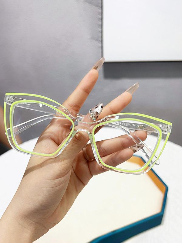 Vintage Cat Eye Frame Eyeglasses, Trendy Casual Eyeglasses for Women, Fashion Eyeglasses for Work, Daily Clothing Decor, Perfect for Student Daily Use