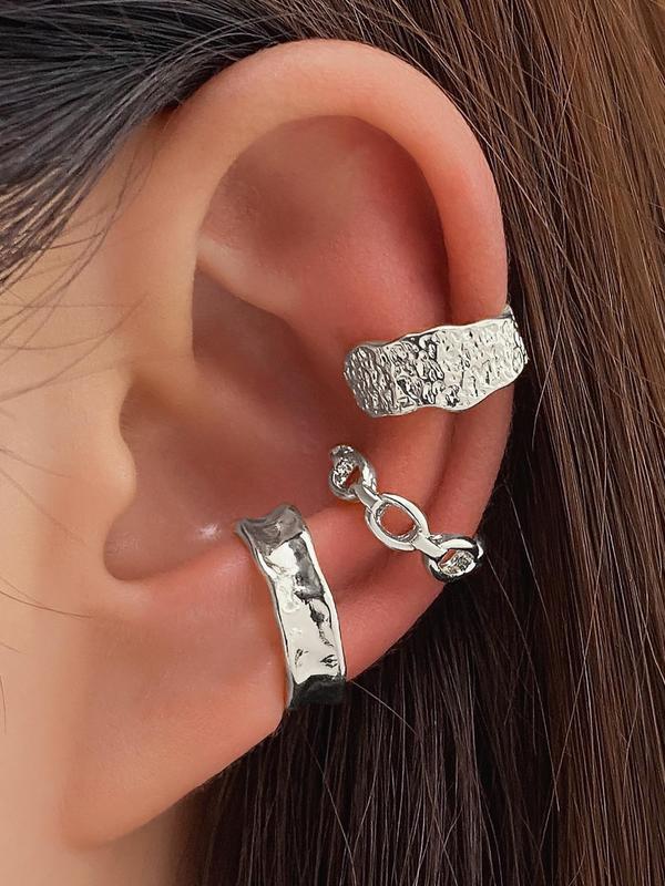 Women's Plain Hollow Out Textured Ear Cuff