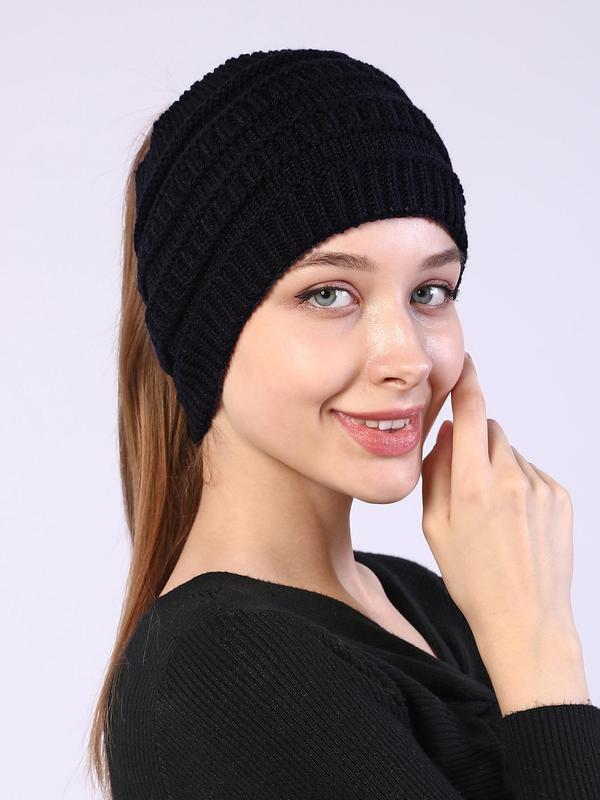 Women's Solid Color Knit Hair Band, Elegant Wide Band Hair Band for Fall & Winter, Fashion Hair Accessories for Women & Girls