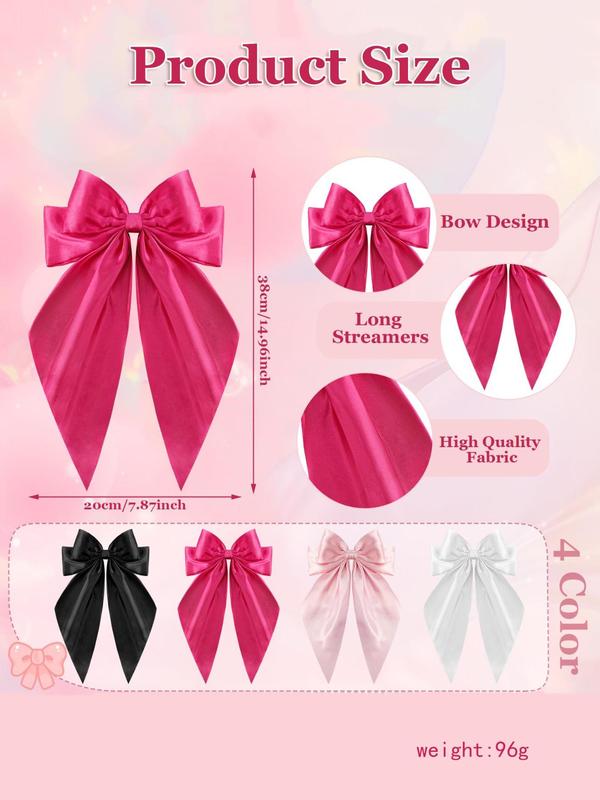 Women's Cute Bowknot Design Hair Clips, 4counts set Trendy Colorful Hair Clips, Fashionable Hair Accessories for Women & Girls for Hairstyle Decoration