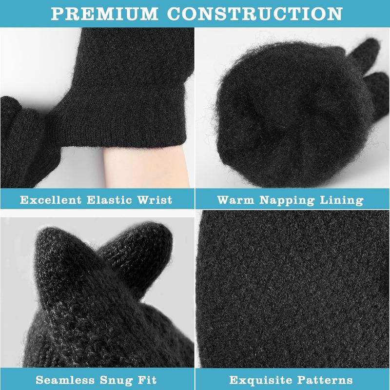 Winter Gloves - Women's Winter Gloves, Winter Touchscreen Gloves Women Men, Warm Knit Gloves for cold weather with Elastic Cuff