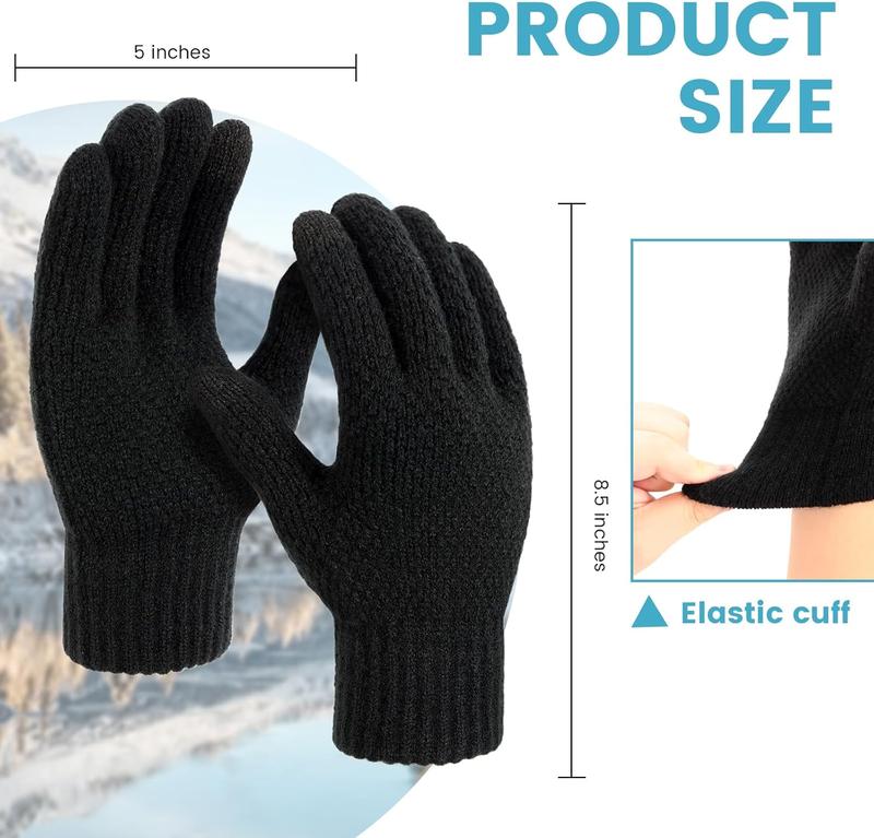 Winter Gloves - Women's Winter Gloves, Winter Touchscreen Gloves Women Men, Warm Knit Gloves for cold weather with Elastic Cuff