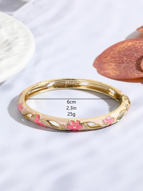 Fashion Elegant Flower Design Bracelet for Women, Fashion Enamel Jewelry for Party, Daily Clothing Decor, Trendy All-match & Exquisite Jewelry for Birthday Gift