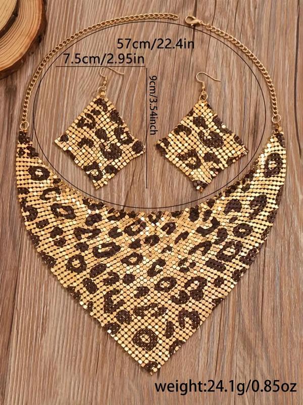 Women's Elegant Leopard Print Geometric Design Jewelry Set, Fashion Jewelry for Party, Daily Clothing Decor, Trendy All-match & Exquisite Jewelry for Birthday Gift