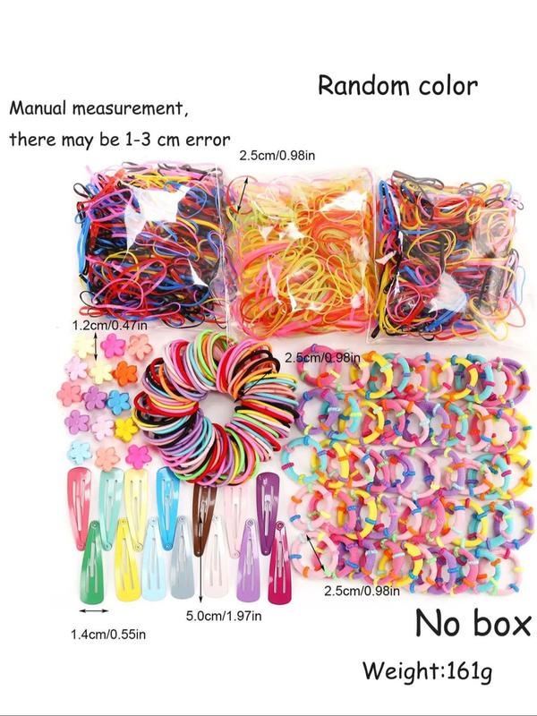 Random Color Hair Tie & Hair Clip & Hair Claw Set, Cute Colorful Hair Accessories for Women & Girls, Minimalist Headwear Suitable for Thick Hair