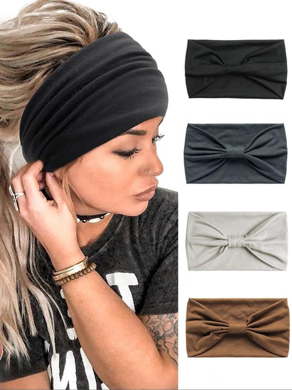 2024 New Style Solid Color Wide Band Hair Band, Sweat Absorbing Elastic Hair Band for Women & Girls, Minimalist Headwear Suitable for Thick Hair