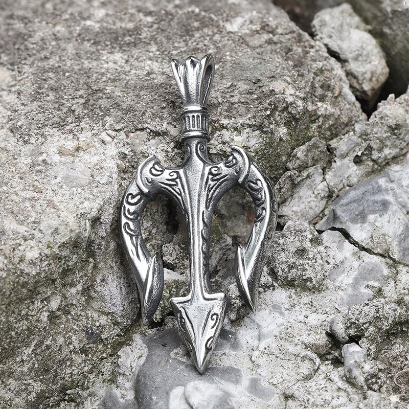 GTHIC Trident Stainless Steel Marine Pendant for Men Women Statement Jewelry Daily Wear