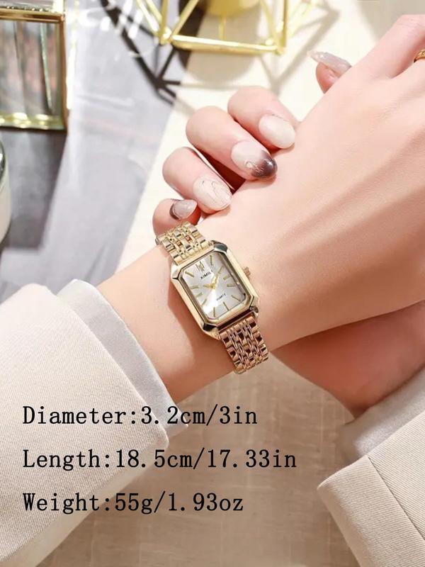 Women's Elegant Rectangle Dial Quartz Watch, Fashionable Wristwatch for Women & Girls, Trendy All-match & Exquisite Watch for Birthday Gift without Box Fall Outfits Fall Freshness