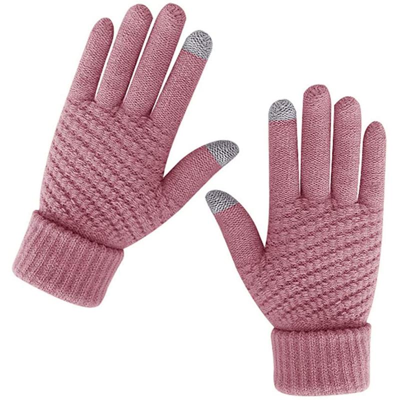 Winter Touch Screen Gloves for Men Women Warm Fleece Lined Knit Touchscreen Texting Gloves Elastic Cuff Thermal Soft Winter Cold Weather Gloves