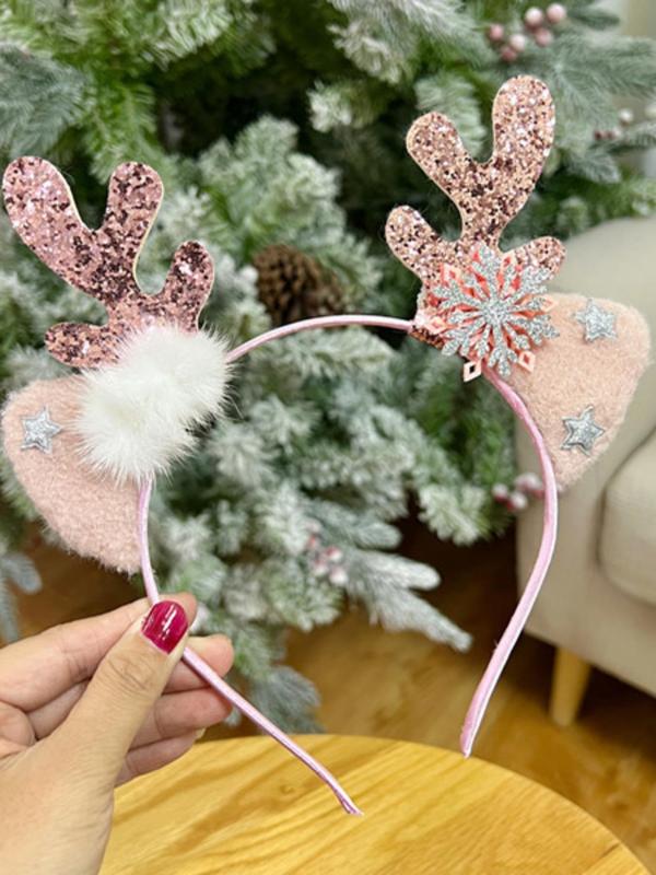 Cute Reindeer Antler Design Hair Hoop, Christmas Themed Hair Accessories for Women & Girls, Fashion Hair Accessories for Party, Daily Clothing Decor