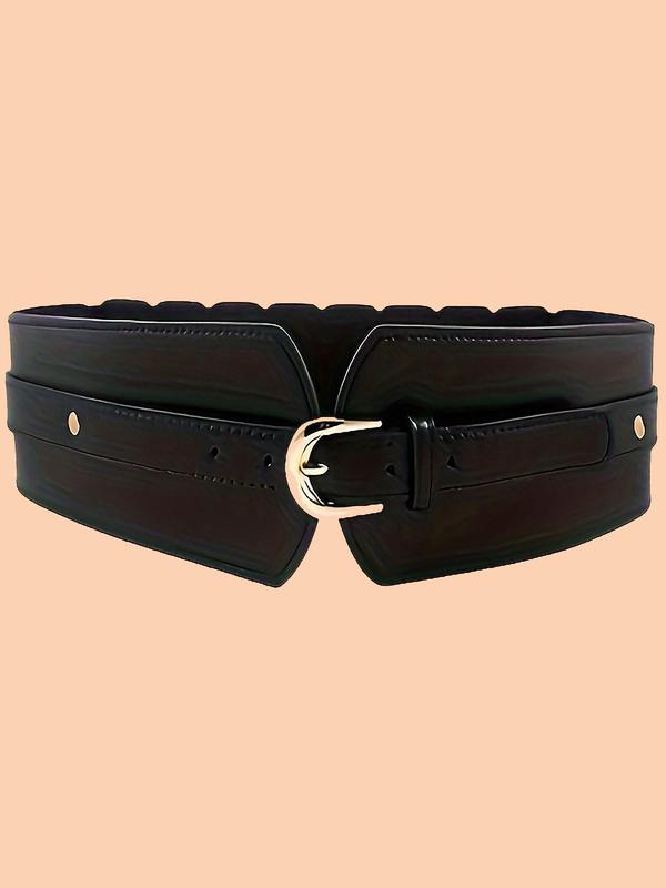 Women's Solid Color Wide Belt, Fashionable Pu Leather Waistband Luxury Belt for Daily Clothing Decoration, Trendy All-match & Exquisite Belt for Birthday Gift, Fall Outfits, Earthtone Fall Freshness