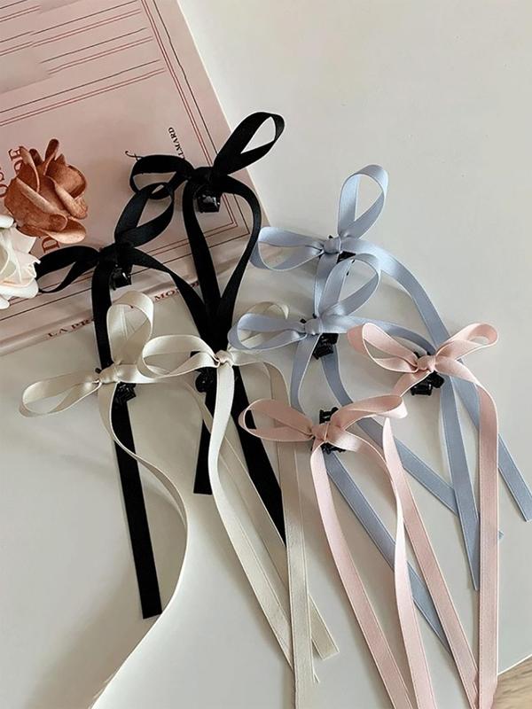 Ribbon Decor Hair Claws, Elegant Bowknot Hair Accessories for Women & Girls, Cute Lovely Hairwear for Daily Used