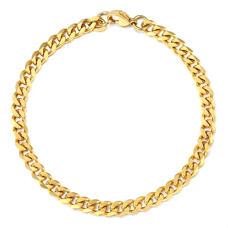 Hermah 3 5 7mm Jewelry Set Gold Plated Stainless Steel Curb Chain Necklace Bracelet 8-24