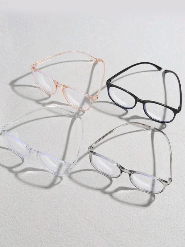 4 Pairs Simple Casual Eyeglasses for Everyday Use, Summer Trendy Oval Frame Fashion Eyewear, Travel Accessories