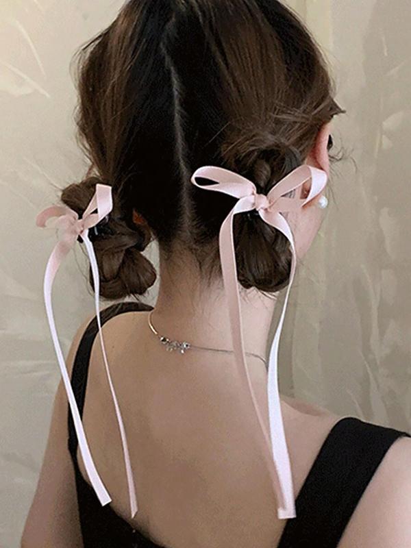 Ribbon Decor Hair Claws, Elegant Bowknot Hair Accessories for Women & Girls, Cute Lovely Hairwear for Daily Used