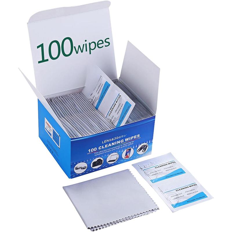 Pre-Moistened Lens Wipes Screen Wipes for Glasses, Camera,Tablets, Smartphone, Screens and Other Delicate Surfaces,Pack of 100