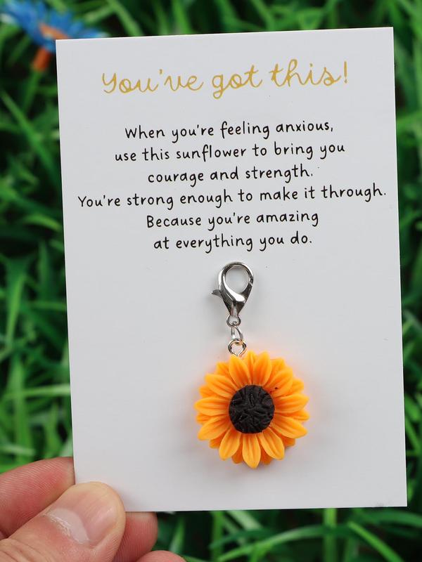 Cute Sunflower Design Keychain with Cheer Up Card, Inspirational Gift for Family, Friends and Coworkers, Small Business Supplies, Thank You Cards