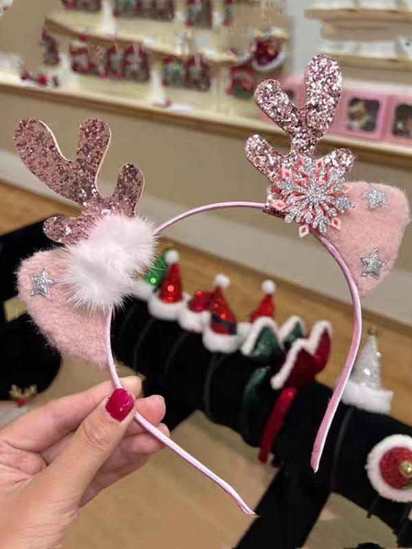 Cute Reindeer Antler Design Hair Hoop, Christmas Themed Hair Accessories for Women & Girls, Fashion Hair Accessories for Party, Daily Clothing Decor