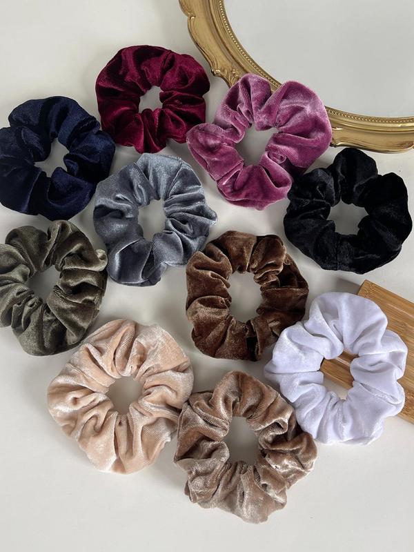 Velvet Solid Color Scrunchie, Elegant Matching Hair Tie for Ponytail Holder, Casual Simple Hair Accessories for Women & Girls, 2024 Fall Outfits